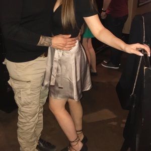 Dynamite Silk Tie Waist Skirt